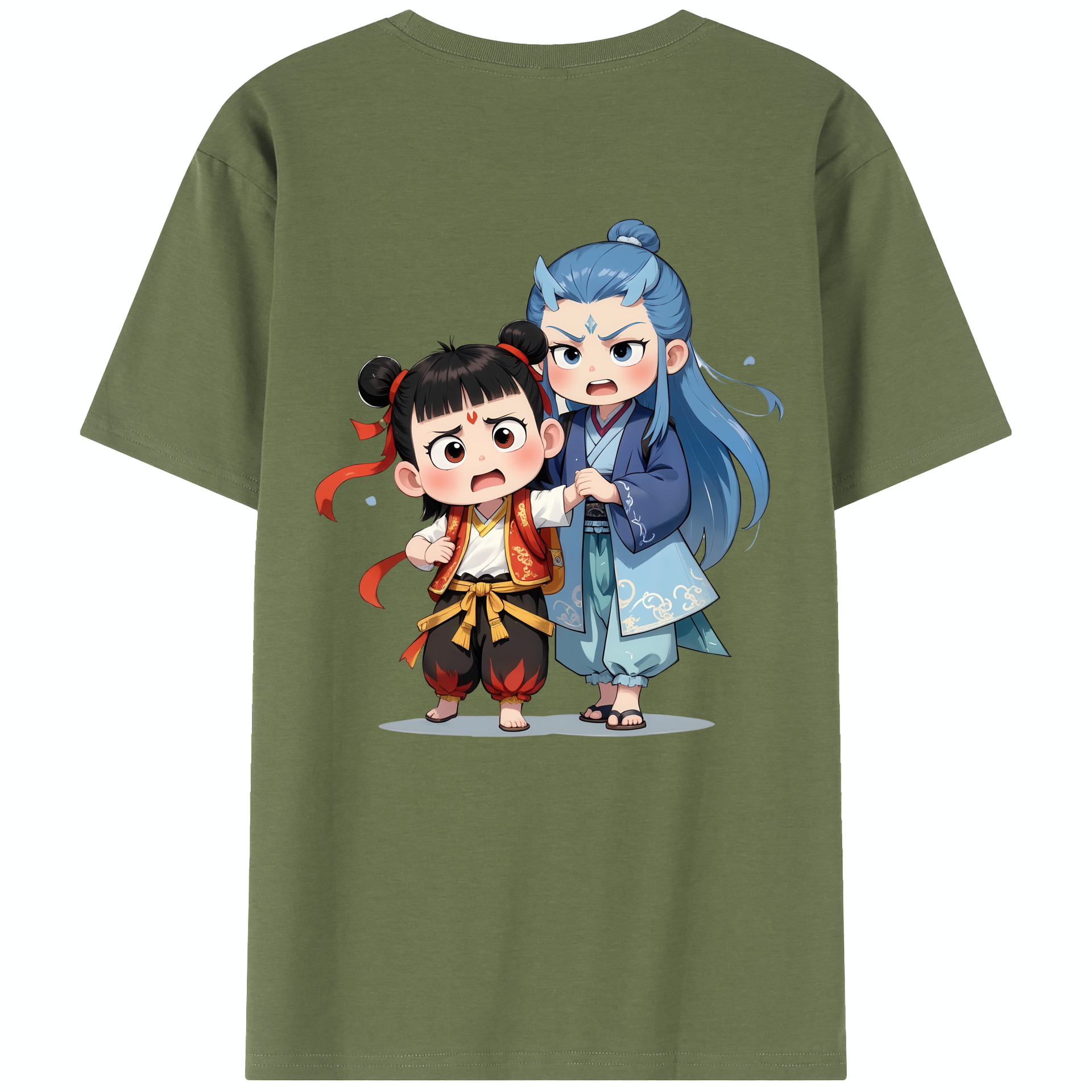（画像用） Ne Zha 2 ナタ 魔童の大暴れ 綿100％半袖Tシャツ（背面プリント）